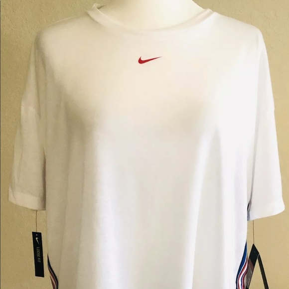 NIKE WOMEN’S Dri-FIT Stripe Cropped T-shirt SIZE L - Picture 2 of 5